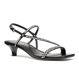 Michael Kors Black Crystal-Strap Kitten Heel Sandal